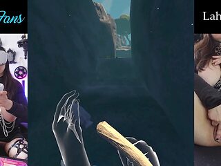 British gamer girl gets completely naked while playing a VR game