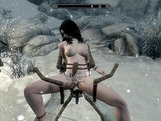 Lesbian lovers enjoy snow-covered fun in Skyrim