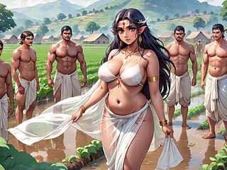 AI Generated Images of Horny Anime Indian women & Elves having fun & common bath