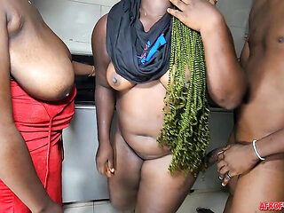 Two Juicy Ebony Babes Smashed in the Kitchen