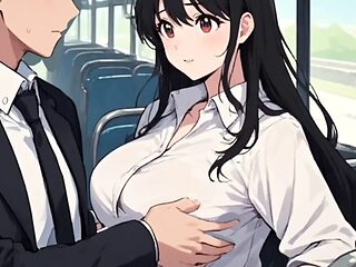Anime GF gets seduced by hot train man