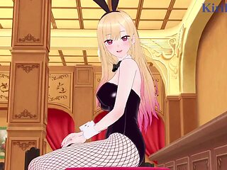Wild casino adventure with Marin Kitagawa in thrilling ""My Dress-Up Darling"" hentai anime!