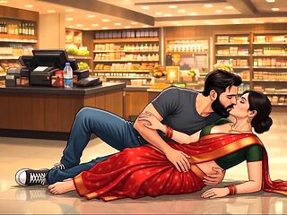 An animated Indian aunt has some naughty fun with a stranger in the