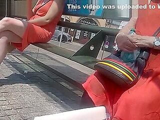 Sexy legs waiting for the bus