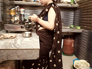 Caught hot and beautiful bhabhi watching porn in the kitchen. Then bhabhi had to give me her pussy .