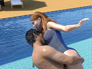 Stepbrother Fucks Wife in Pool - John Presses Face on Jennifer's Big Tits While Diving