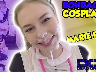 Blonde cosplay teen spy gets tied up in Shibari bondage