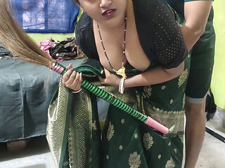 Kaam wali bhabhi ko pichhe se dabocha fir apna lauda chusaya - Indian Maid fucked from behind