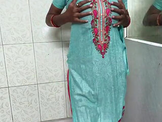Indian Housewife in bathroom