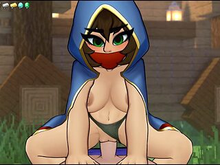 Enderman girl gets milking in the forest in this Minecraft parody game