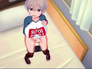 Busty Hana Uzaki wanks herself to a satisfying squirt in a virtual hangout