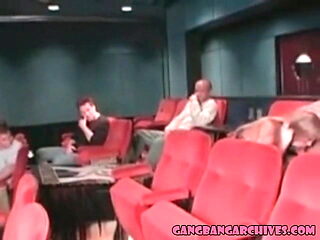 Gangbang Archive MILF with big tits movie theater fuck