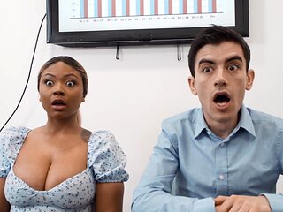 Interracial fucking in the office with naughty Avery and Zoe