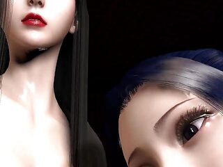 3D Two Skinny Asian Whores Have First Time Threesome Sex