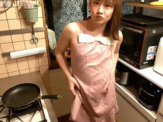 Masturbation with a naked apron
