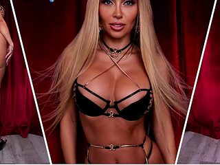 Glamour babe with big boobs masturbates in lingerie