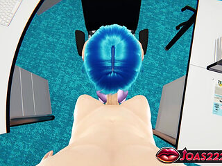 Office Slut Elisa in 3D Animation - Handjob Stroking for Big Dick, Sloppy Blowjob with Moans and Footjob Fetish