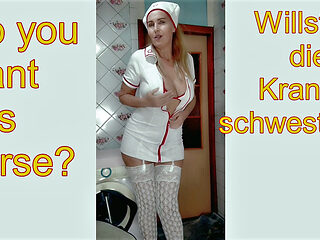 Today Lukerya is a sexy but not a young nurse in open red sh