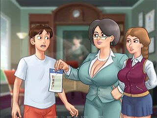 Sultry principal with enormous breasts takes center stage in summertime saga episode two