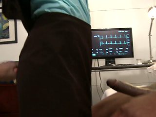 Black hunk has hot white doctor babe riding his tool