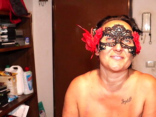 First time for Elisabetta, a mature Italian exhibitionist