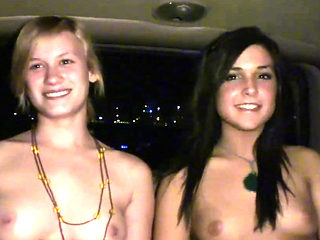 Hot teens get naked in the car