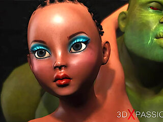 Young anal sex horny slave gets fucked by big green monster