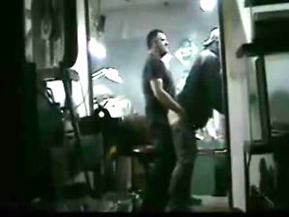 str8 man action:when wife are at home he have fun in garage