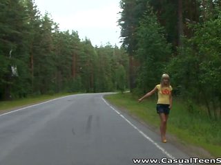 Casual Teen Sex - Hitchhiker fucked in the woods