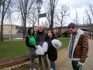 Four cheerleaders, including stunning Serina Gomez, get fucked hard.