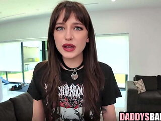 Stepdad Fucks Goth Stepdaughter Lana Smalls in Fishnets - POV Blowjob & Hardcore Sex