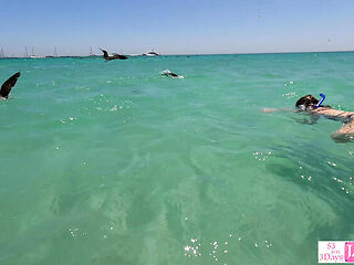 Hot Blonde Flashing Tits and Fucking on Public Beach - Amateur Handjob & Outdoor Sex