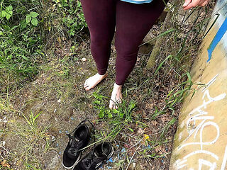 Big Tits Slapped Hard with Clamps - Rough Outdoor BDSM Punishment