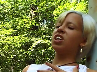 Blonde Slut From Germany Is Here to Pee and Cum in the Forest