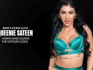 Horny Maid Cleans The Voyeur's Cock With Queenie Sateen - Brazzers