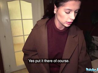 Party girl gets naughty in public casting