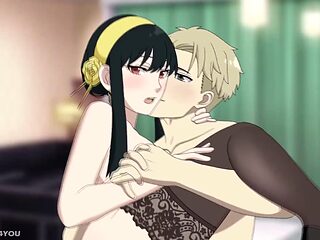 Loid pounds Yor in a hentai anime, Spy X Family style! (Creampie, rough sex, anal)