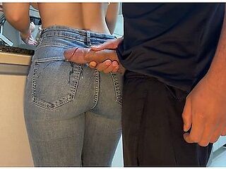 Cumming On My Maids Jeans In The Kitchen, She Comes To Work With Tight Pants To Tease Me