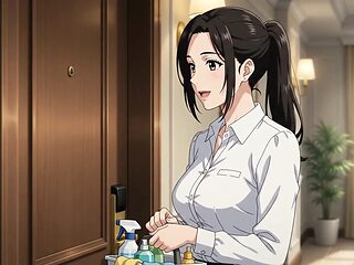 Housekeeper gets a surprise sensual reward in secret room