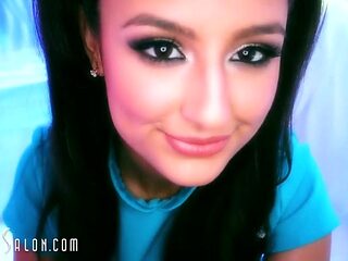 Slender sis with pigtails gives POV blowjob and deep throat