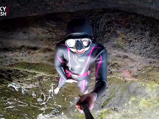 Neoprene Wetsuit & Dive Mask Masturbation by the Sea