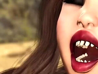 Hot horny brunette has passionate sex on the beach