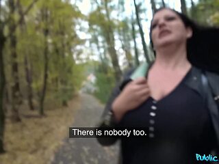 Busty MILF gets fucked in a forest by her public agent