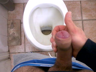 Jerk-off in the public bathroom