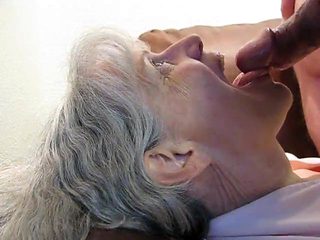 Grey haired granny blowjob and cum in her mouth 