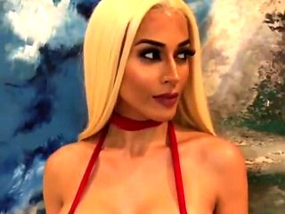 Incredible Blonde in Skin Tight Latex Leggings