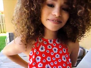 Fucking broke braless busty ebony teen outdoors