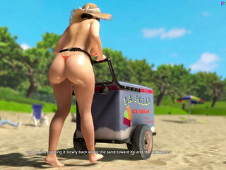 Friendly Housewife by White Foam - Getting Drilled by an Old Man, on the Beach, Behind Her Husband 12