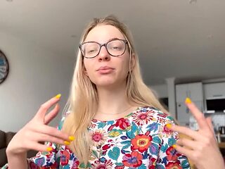 Platinum-blonde, dominant woman, podcast