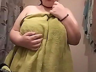 Barely Legal BBW Plays with 42DDD Tits after hot shower